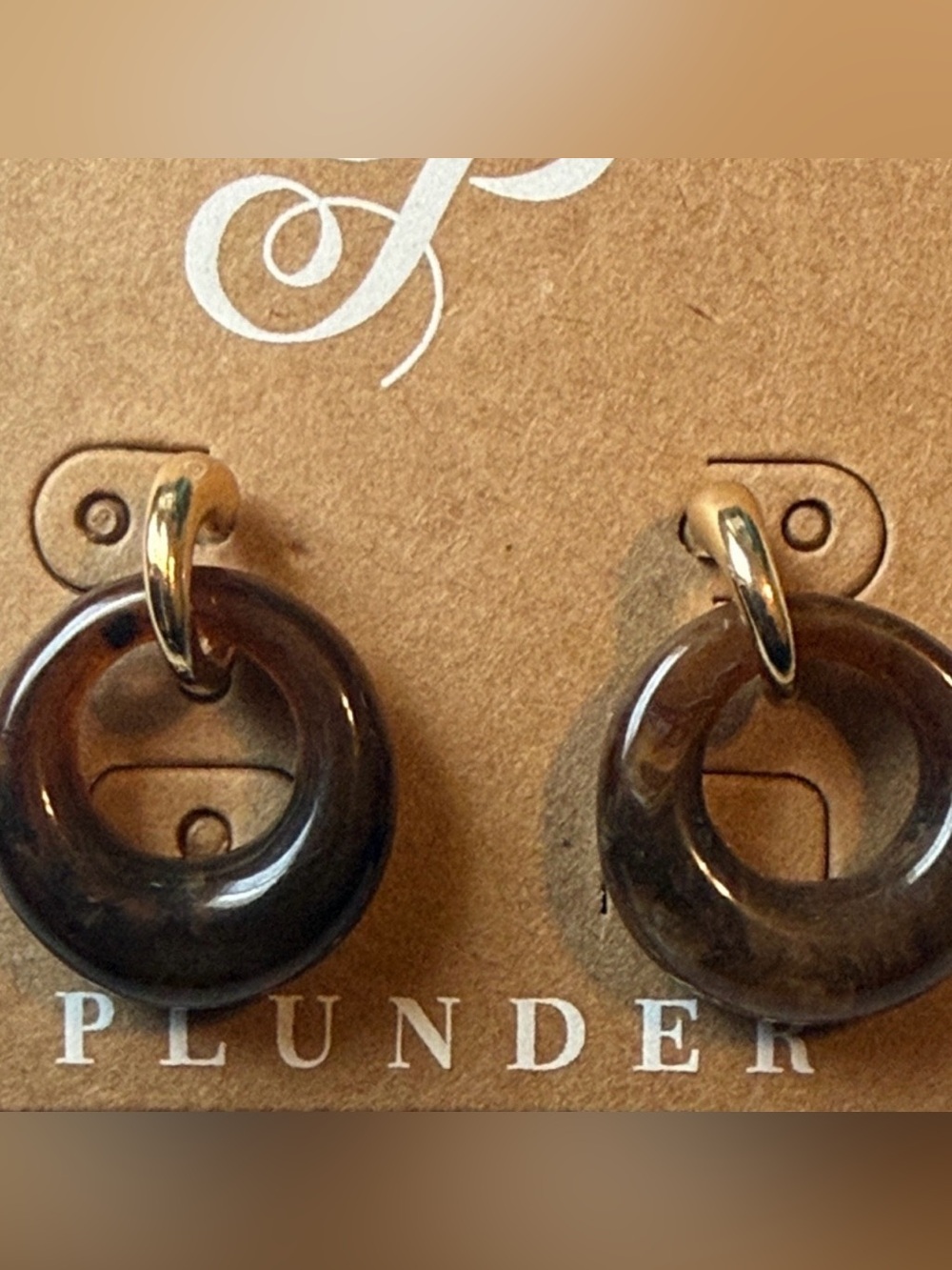 🤎 NEW 🤎 Plunder Brown Hoop Earrings with Gold Accents 🤎